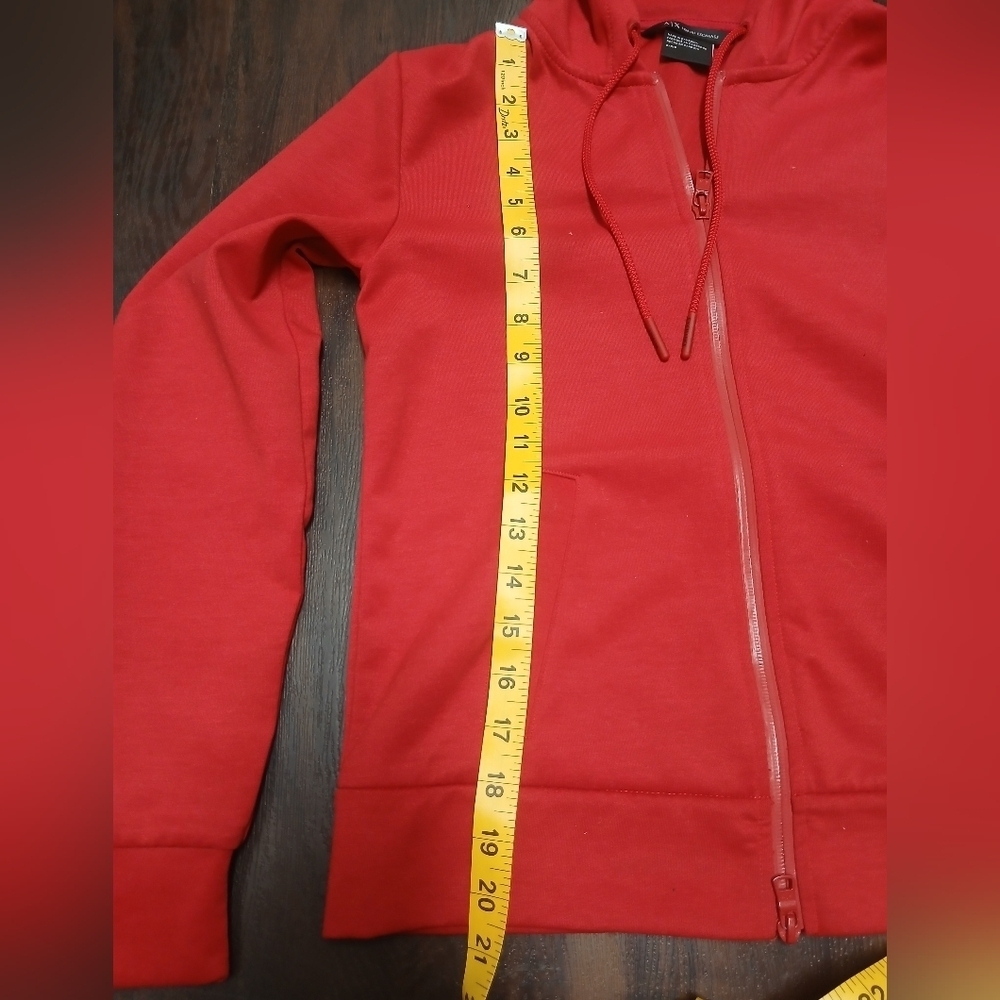 Armani Exchange Women's Vibrant Red Zip-Up Hoodie - Picture 9 of 13